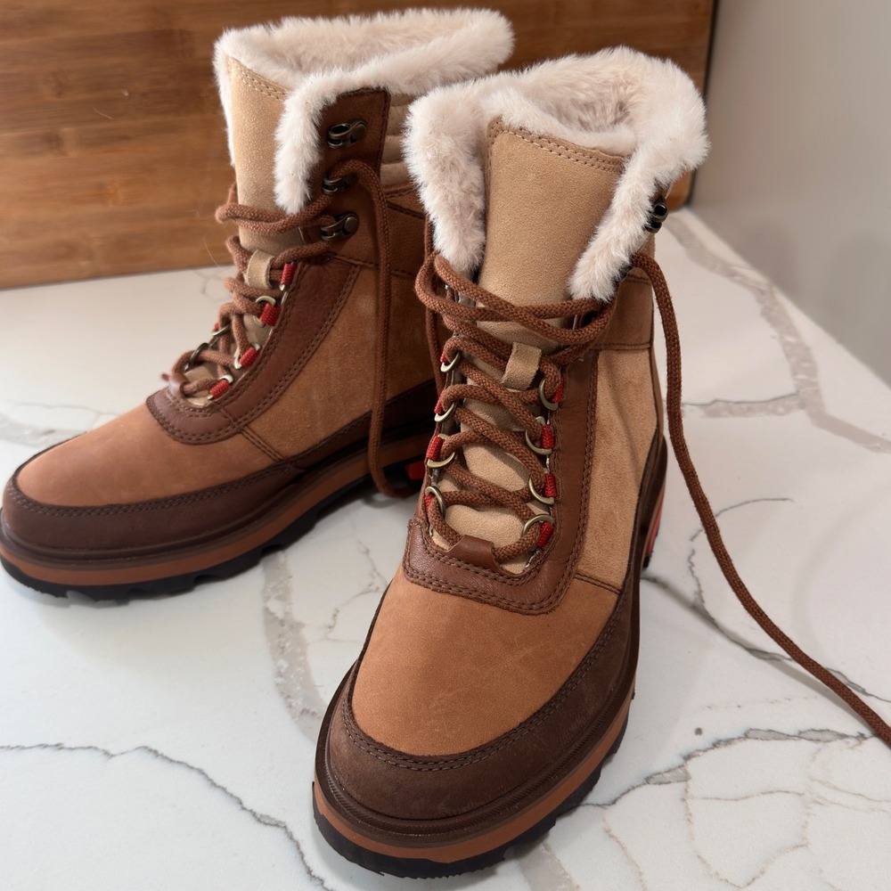 Sorel Lennox Hiker STLT Womens 8 Tawny Buff Waterproof Faux Fur NL4842-242